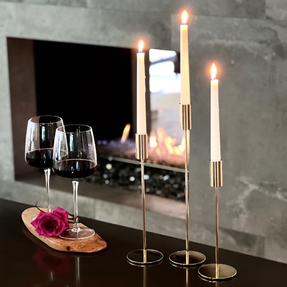 BRAND NEW in box Champagne Gold Taper Candle Holders Set of 3-Tall and GORGEOUS! - Picture 5 of 9